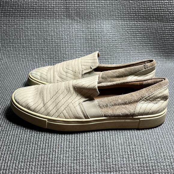 Frye Ivy Stitch Sneakers‎ Womens Size 8M Beige Leather Suede Slip On Casual - Picture 1 of 9